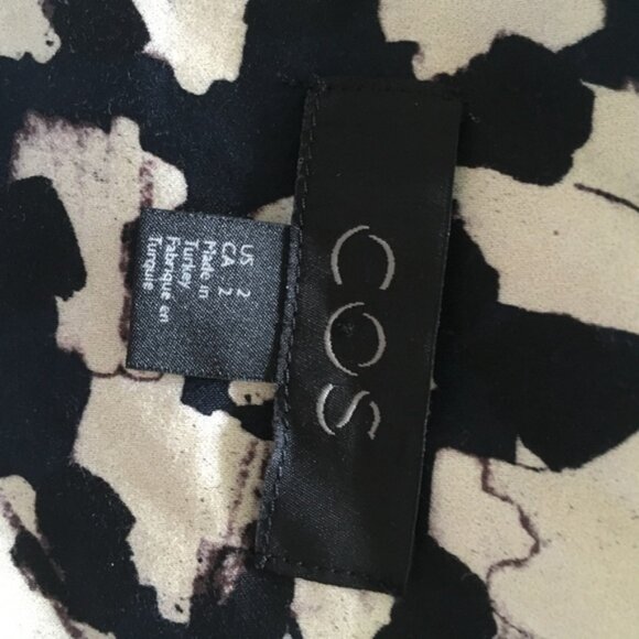 COS Stretch Cotton Mock Neck Black + Cream Dress 2 - Picture 5 of 5